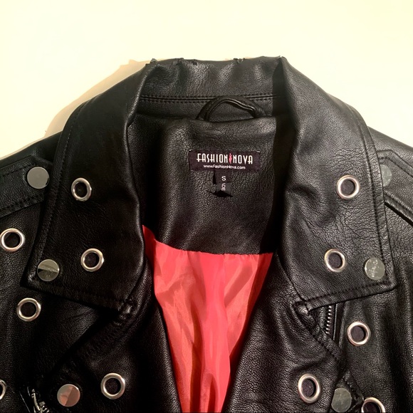 Fashion Nova · Studded Grommet Motorcycle Biker Jacket - Guinness Moto Jacket - Picture 7 of 13